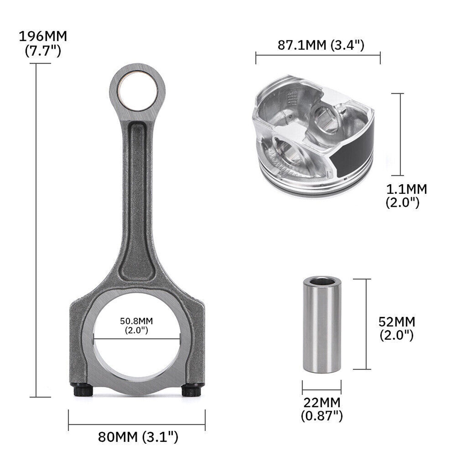 Set of Connecting Rod Piston fit for Hyundai Sonata for Kia Optima 2.4L Sets 11-19