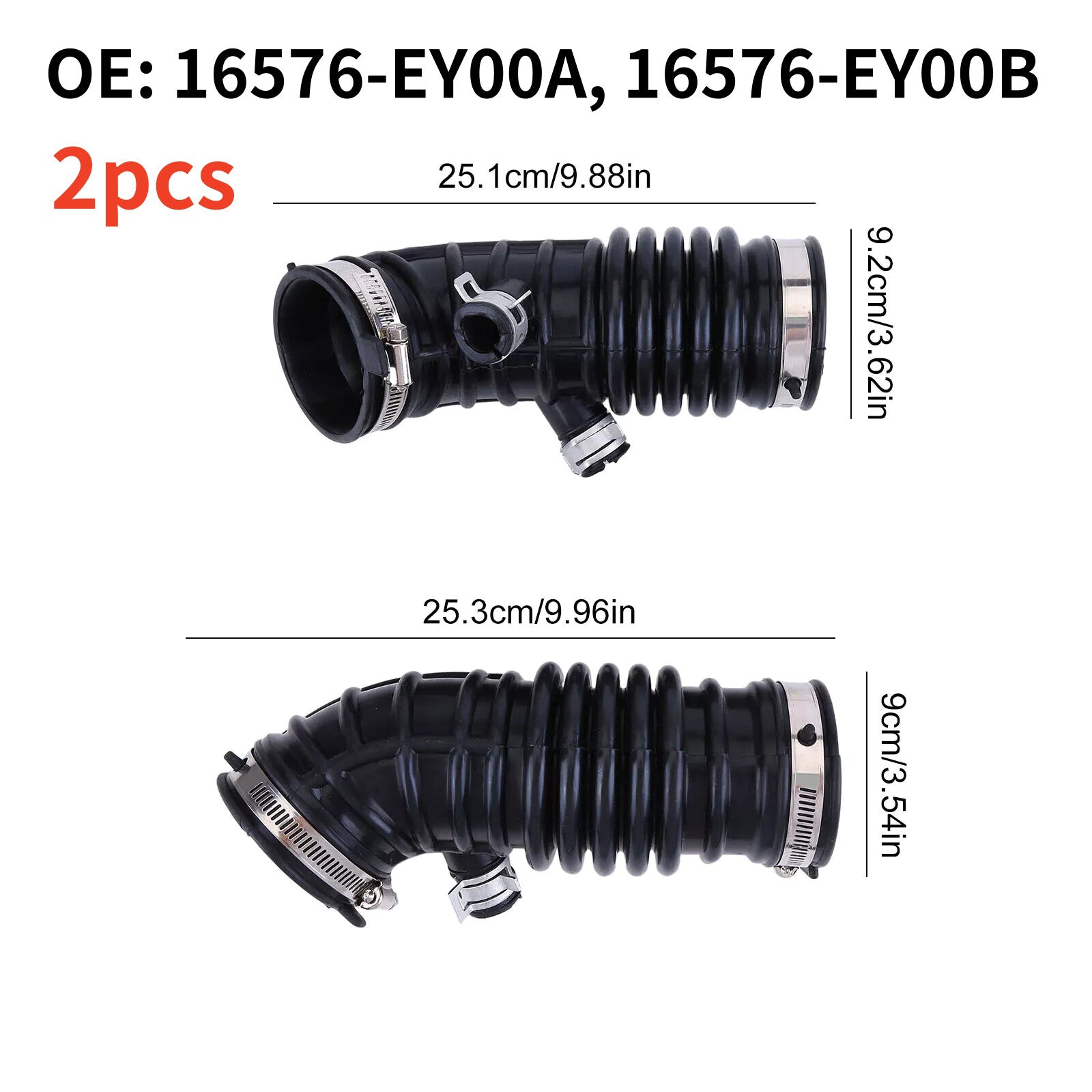 2Pcs/Set Car Air Intake Hose For 2009-2020 for Nissan 370Z 16576-EY00B 16576-EY00A