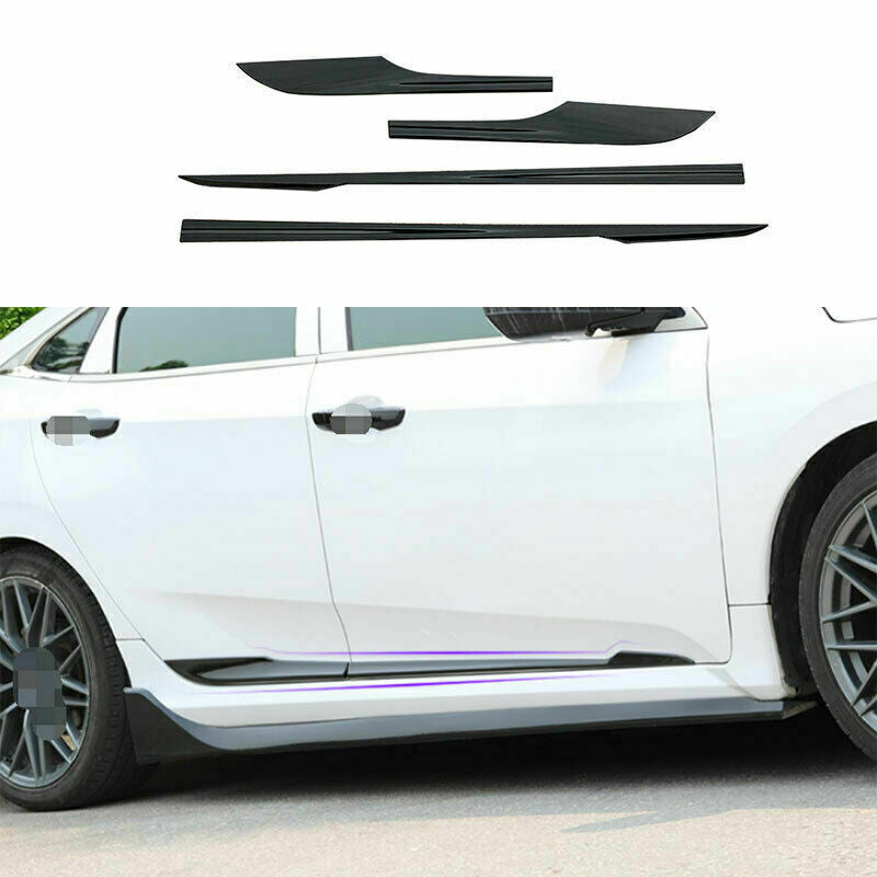 4Black Car Door Body Side Molding Cover Trim ABS for Honda for Civic 2016 2017-2021