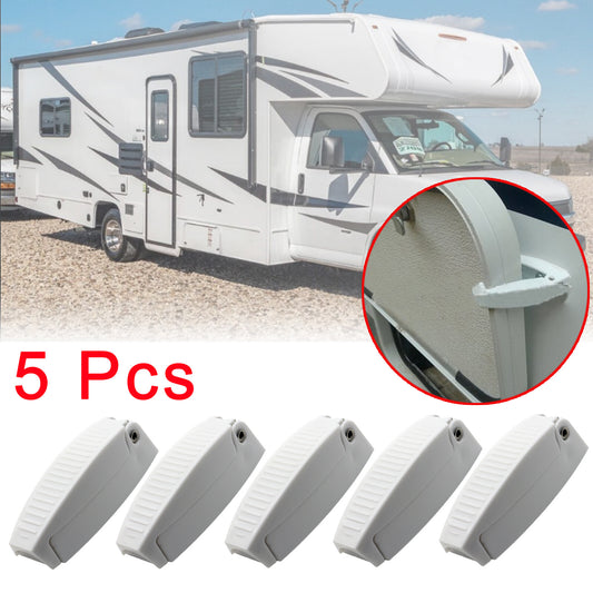 RV White Baggage Door Catch Holder Clips Latch 5X For Camper/Trailer Motorhome Q