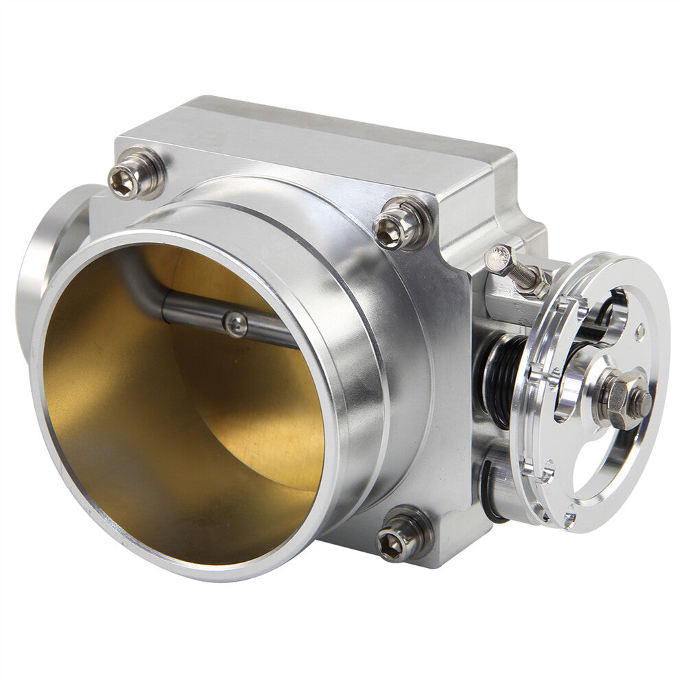 Alloy Aluminum Universal CNC Billet Intake 90mm Throttle Body High Flow Silver