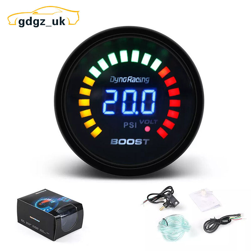 2 52mm Turbo Boost Gauge Digital Analog LED Pressure Meter Psi Smokers Face