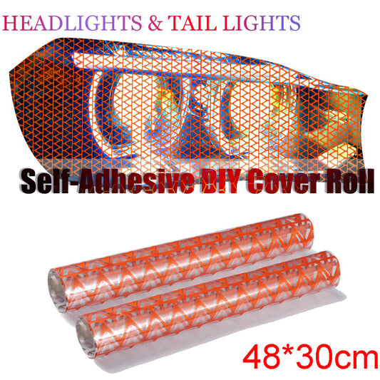 2Pack Car Rear Tail Light Lamp Stickers Honeycomb Type Decal Orange 4830cm