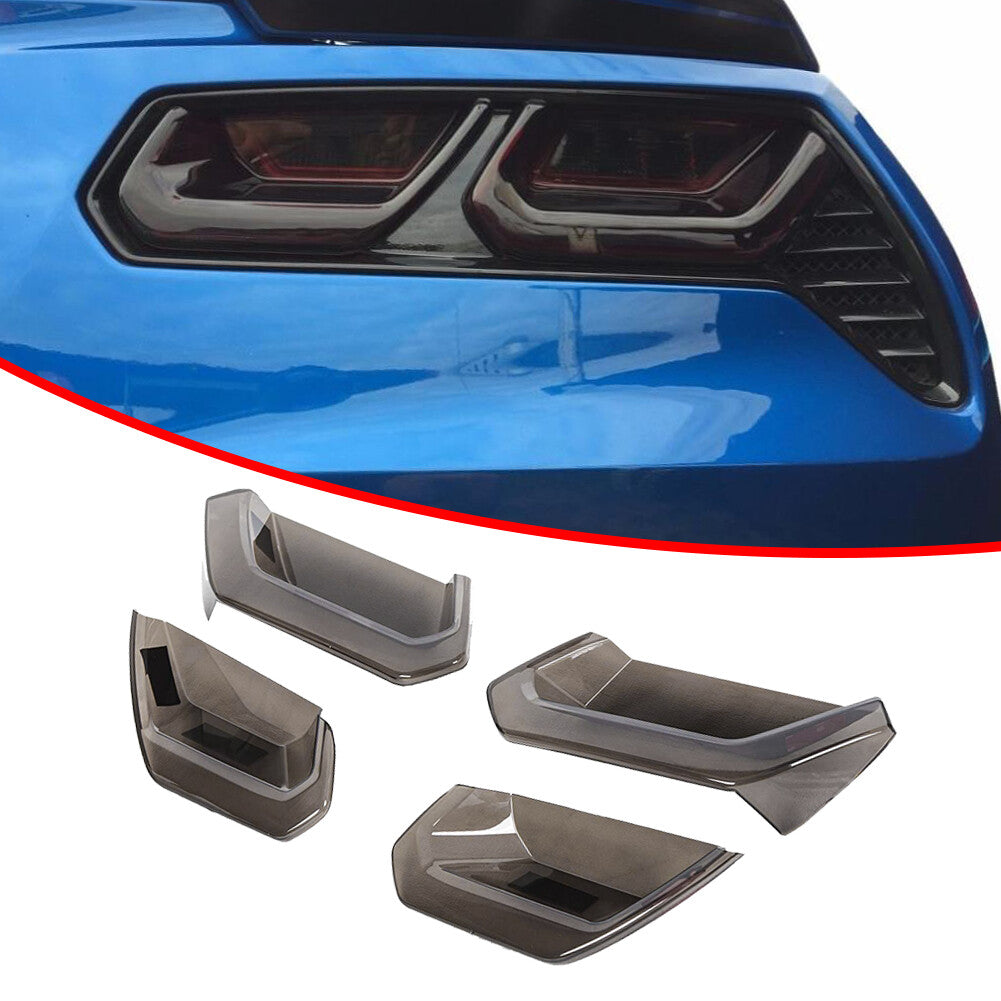 Fits 14 - 19 for Corvette C7 Tail Light and Rear Reflector Smoked Vinyl Tint Covers - v