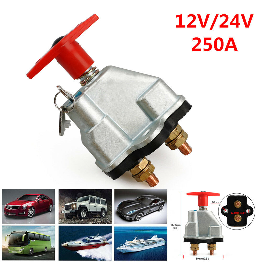 250A Disconnect Battery Isolator Cut On/Off Switch + Key Car Ocean Boat - n