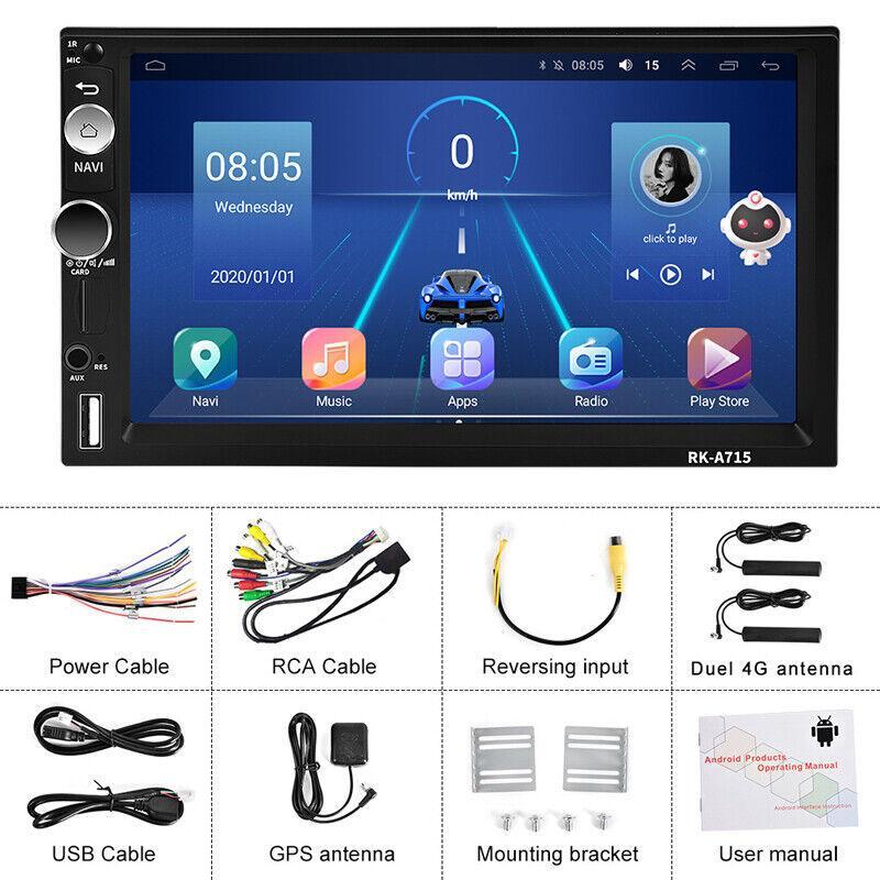 7-inch Android 10.0 Reverse 2DIN Car Radio Stereo Carplay GPS Wifi 4+64G FM/RDS/AM n