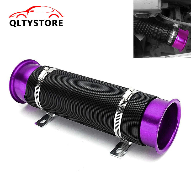 3'' 76mm Flexible Car Cold Air Intake Hose Filter Pipe Telescopic Tube Purple Q