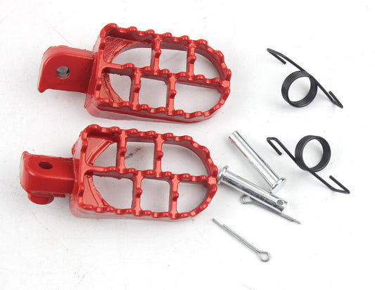 Red Aluminium Foot Pegs for Yamaha PW50 PW80 TW200 TTR90 TTR90E Bikes Footrests