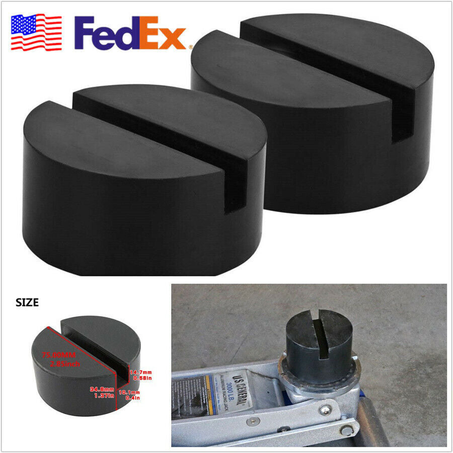 2 X Black Car Vehicle Slotted Frame Rail Floor Jack Rubber Pad Adapters US Stock Q