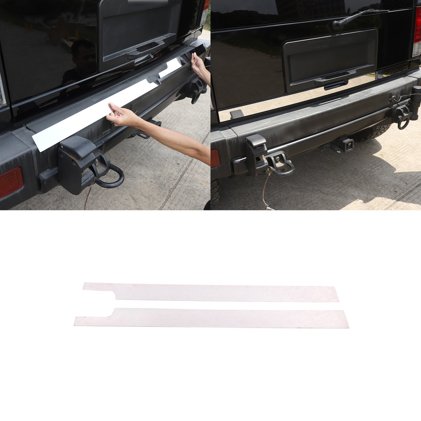2-Piece Chrome Stainless Steel Lower Tailgate Trim Panel for Humme H2 2003-2007 n