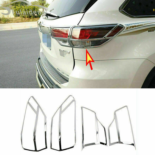 Chrome Rear Tail Light Frame Molding Cover Trim for Toyota Highlander 2014-2019