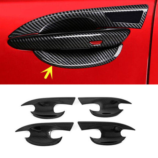 ABS Carbon Fiber Exterior Door Handle Bowl Cover Trim for Mazda CX-30 CX30 20-22