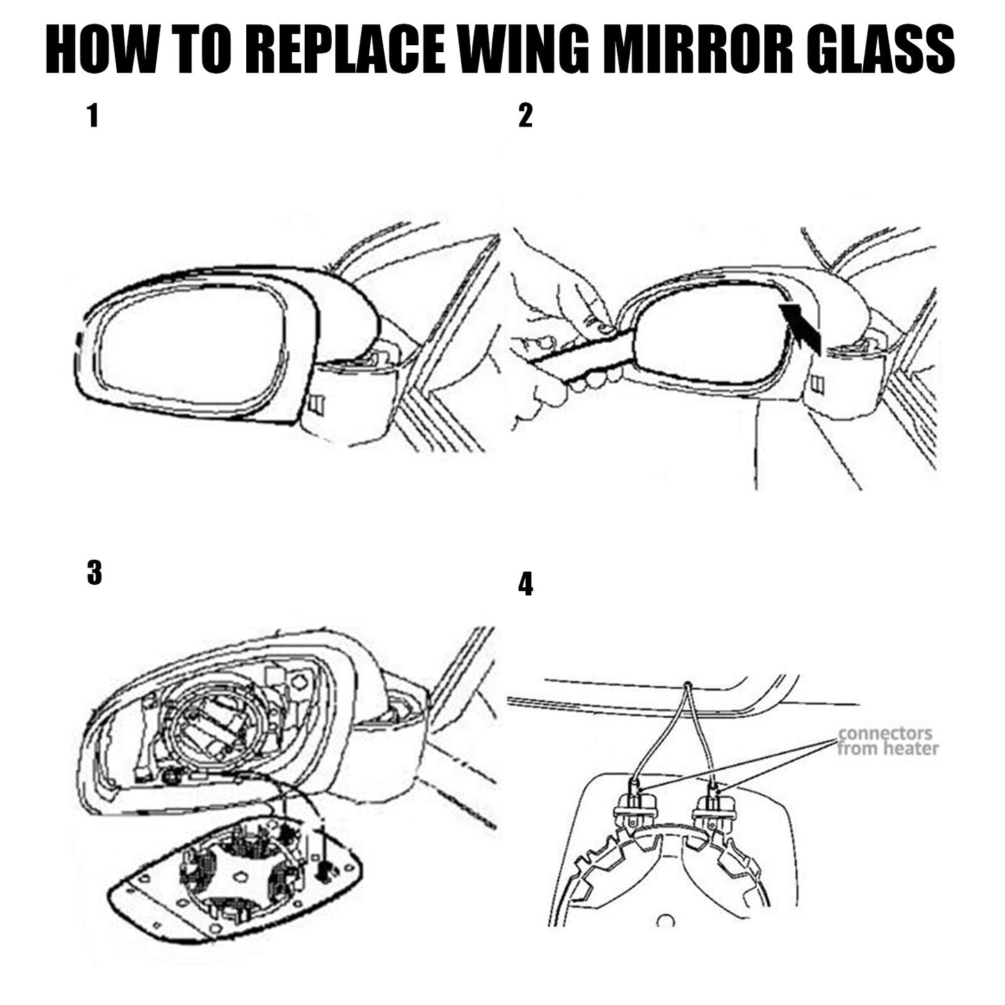 for Vw for Golf Mk7 Mk7.5 03 - 08 Gti Tsi Right Heated Mirror Glass With Base Plate Q