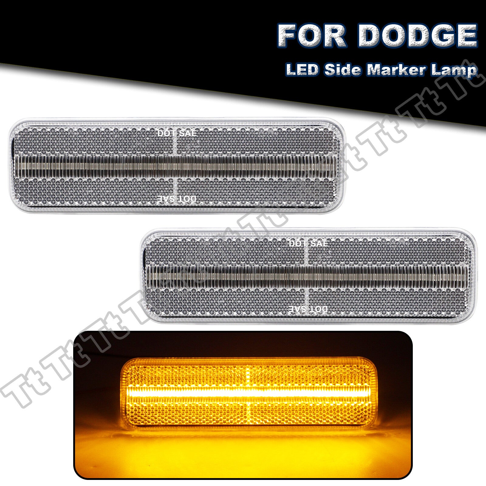 for Dodge W150 W250 D150 D250 D350 Charger Amber Led Front Side Marker Lights- v