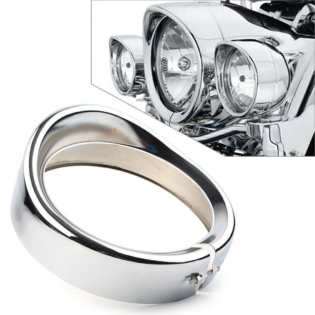 Fit for Harley Chrome 7 Headlight Passing Light Decorate Lamp Trim Ring Visor Cover