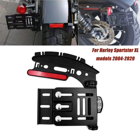Motorcycle Side Mount License Plate LED Bracket Tail Light Holder Fit for Harley