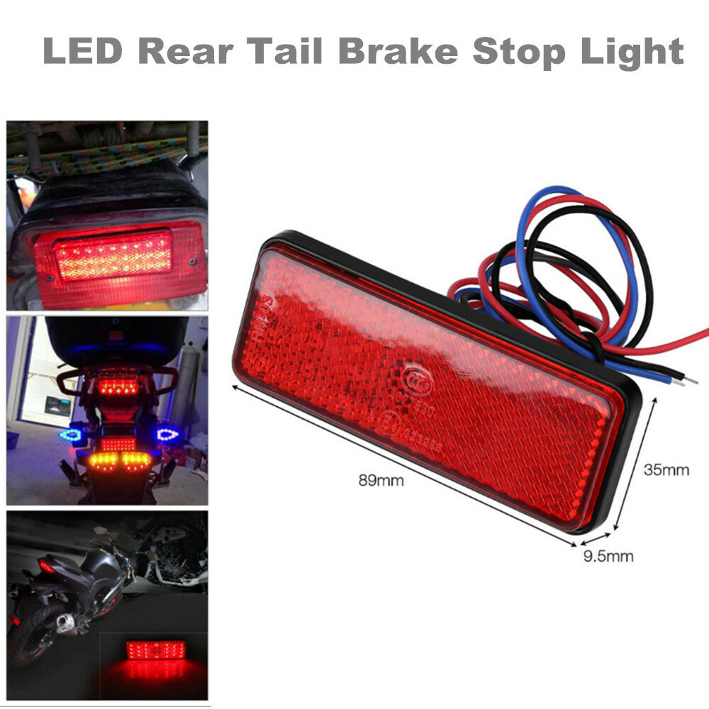 1pc Red Rectangular LED Reflector Tail Brake Stop Light Kit for Cars, Trucks, and Motorcycles - n