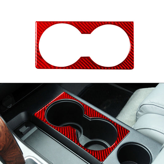 Red Water Cup Slot Frame Panel Trim Carbon Fiber for Toyota Tundra 2007-2013