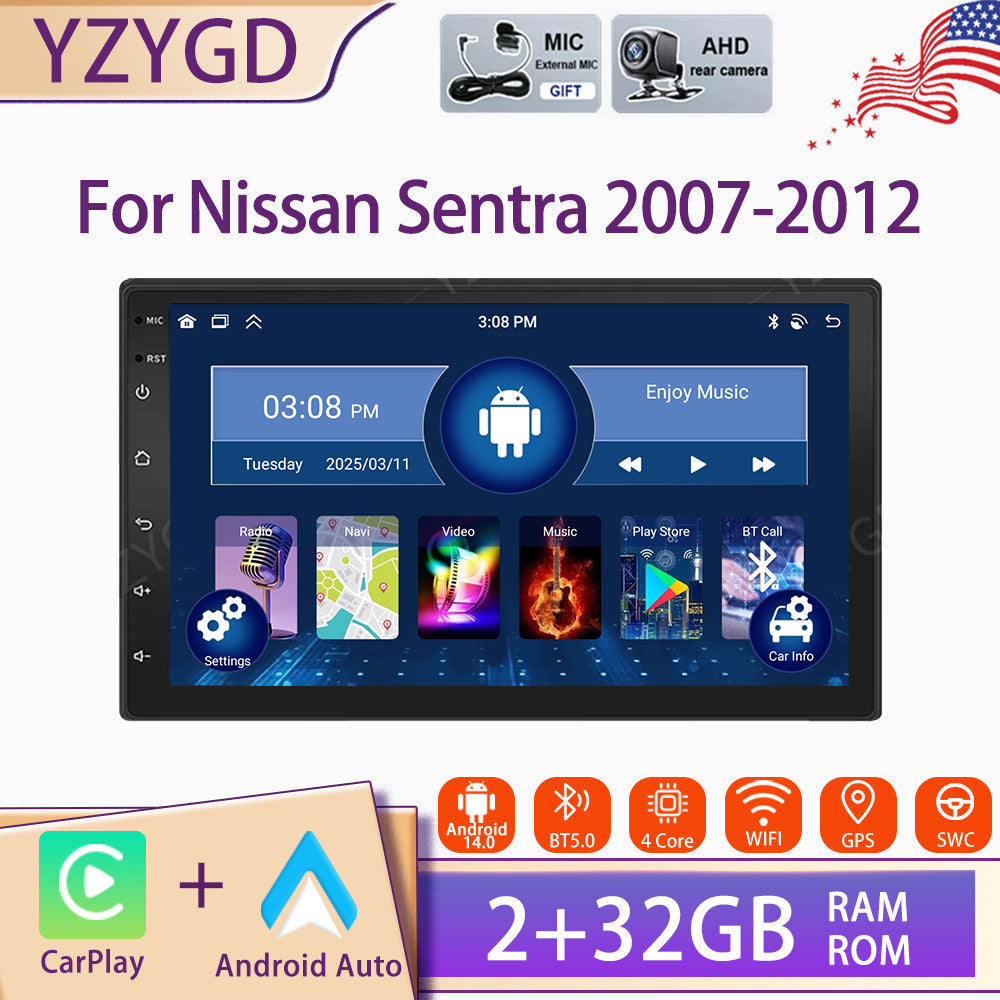 7Car Radio Android 14 Carplay for Nissan Sentra 2007-2012 Stereo GPS Screen