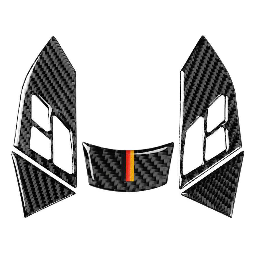 5x Steering Wheel Cover Trim Carbon Fiber Look Fit for BMW 5Series E60 E61 2003-2010