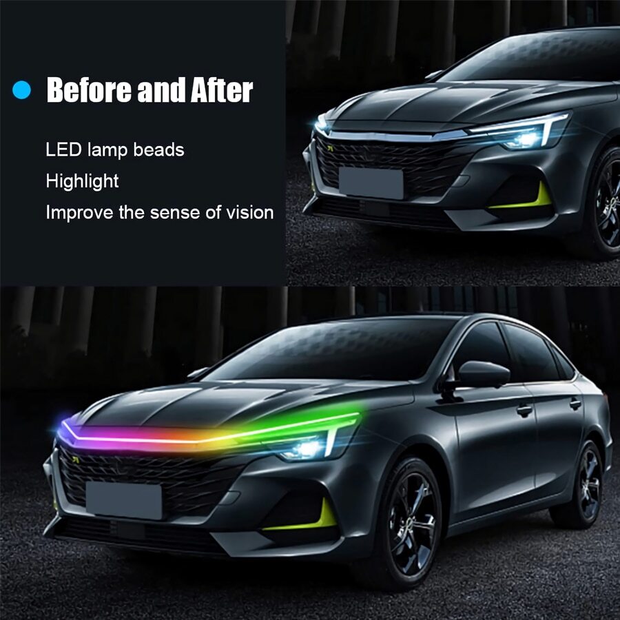 71-inch RGB app + remote control car SUV LED hood light DRL engine hood neon light strip - n