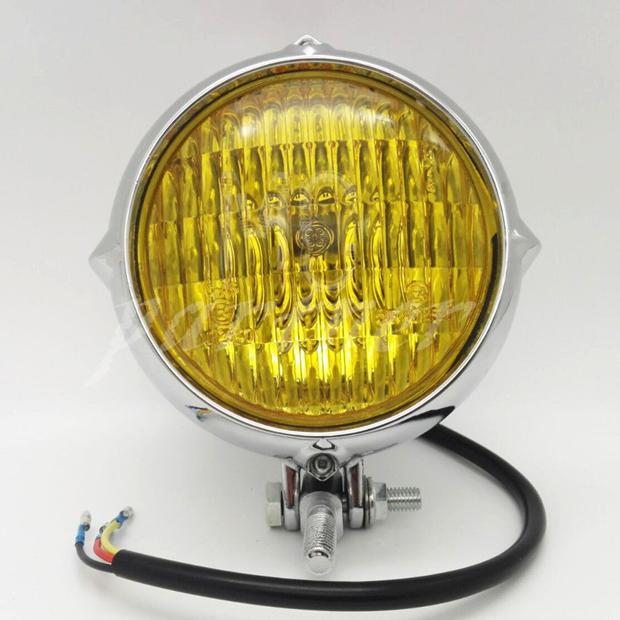Chrome Polish Headlight Lamp Amber Lens for Harley Sportster Bobber Chopper Q