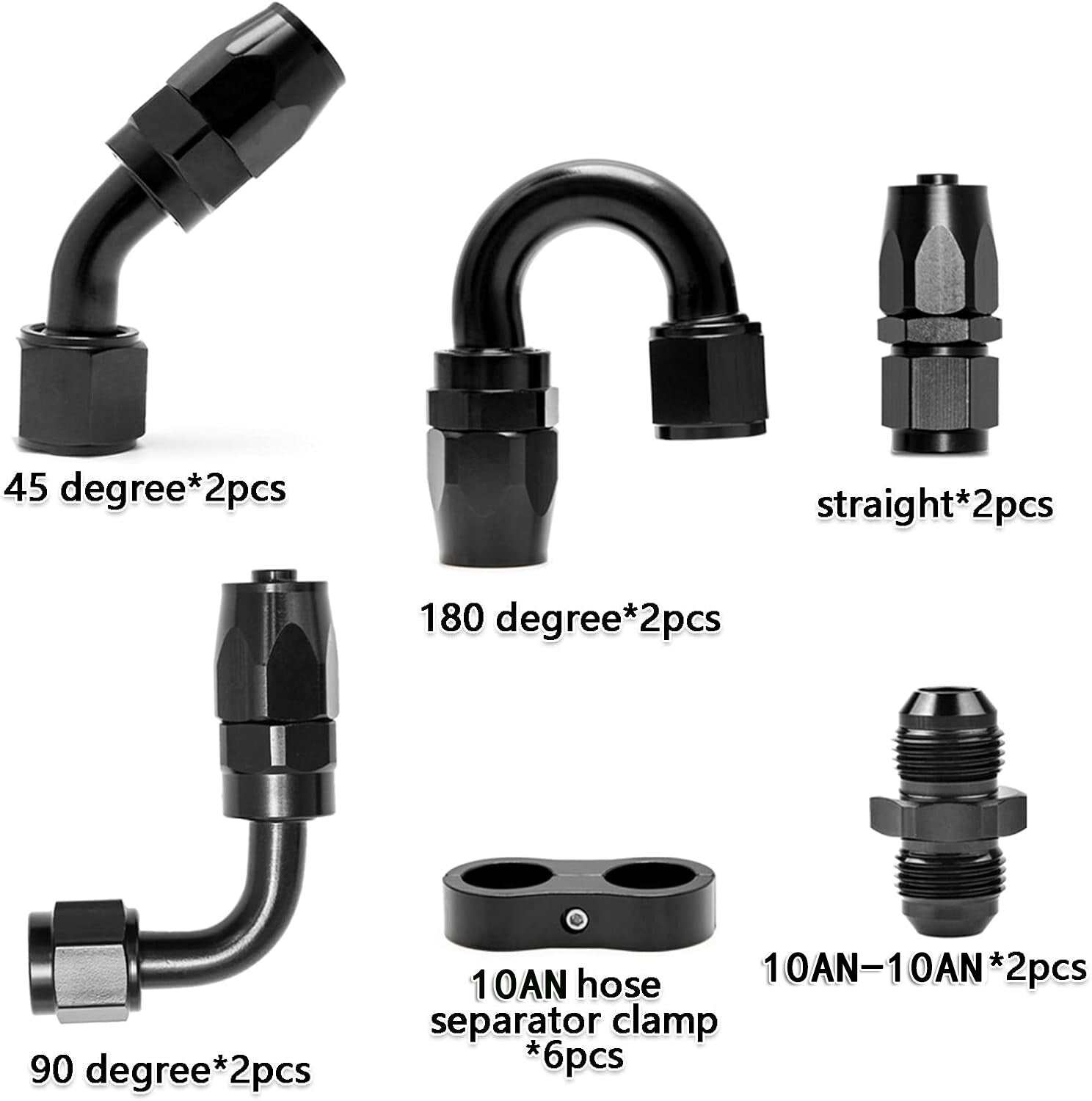 AN10 10AN Rotary Fuel Hose End Connector Hose Splitter Clamp Male Connector Adapter