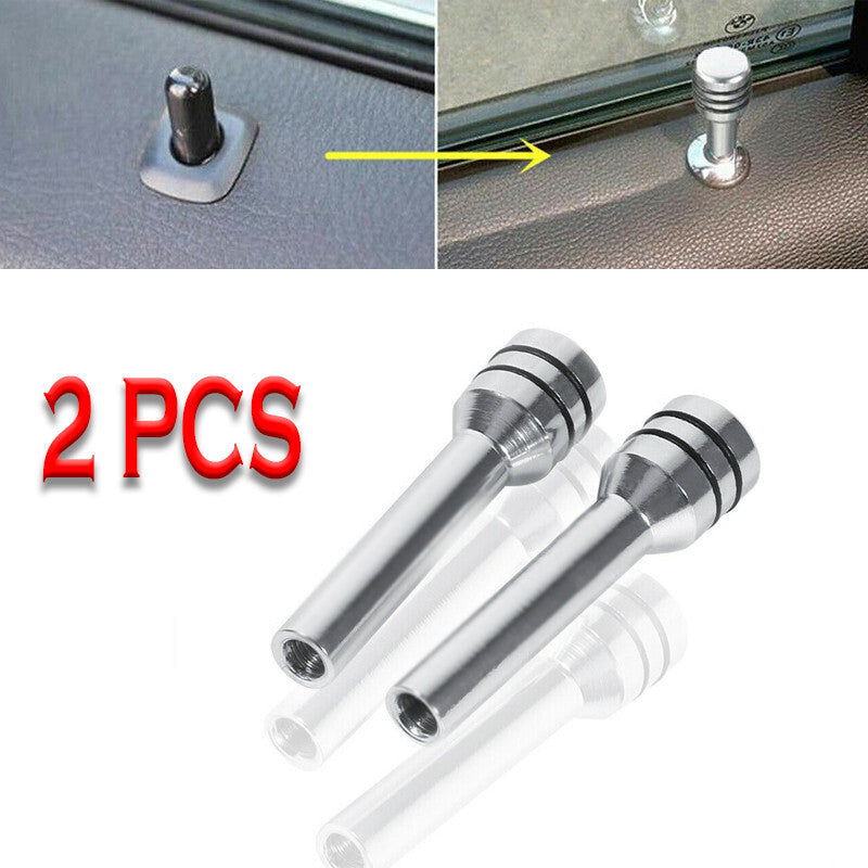 2 Pcs Silver Chrome Alauminum Interior Door Lock Knobs Pins For Car-Truck-Hotrod