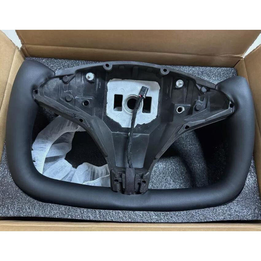 Carbon fiber steering wheel for Tesla Model X S 2014-2023 with heating.