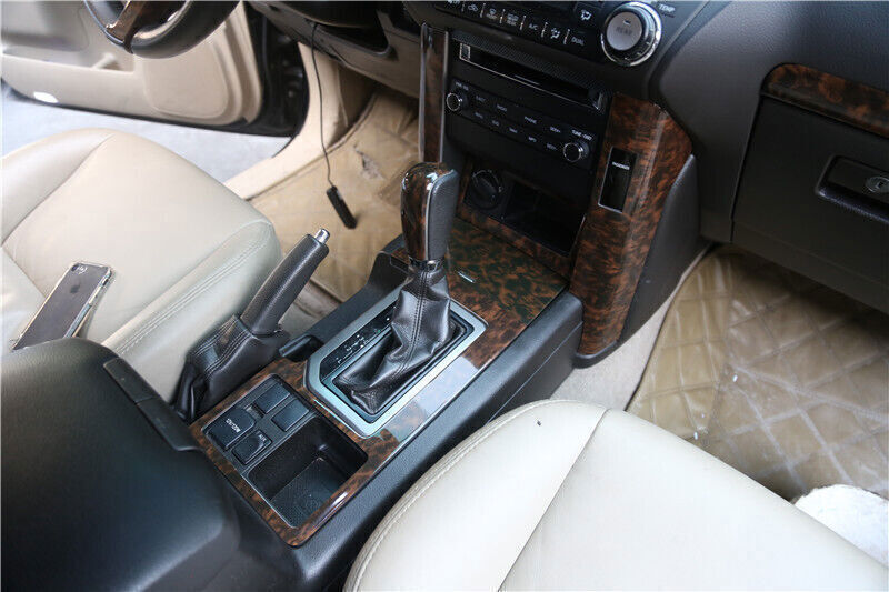 4X Wood Grain Inner Console Gear Shift Frame Cover Trim for Toyota Prado 2010-18