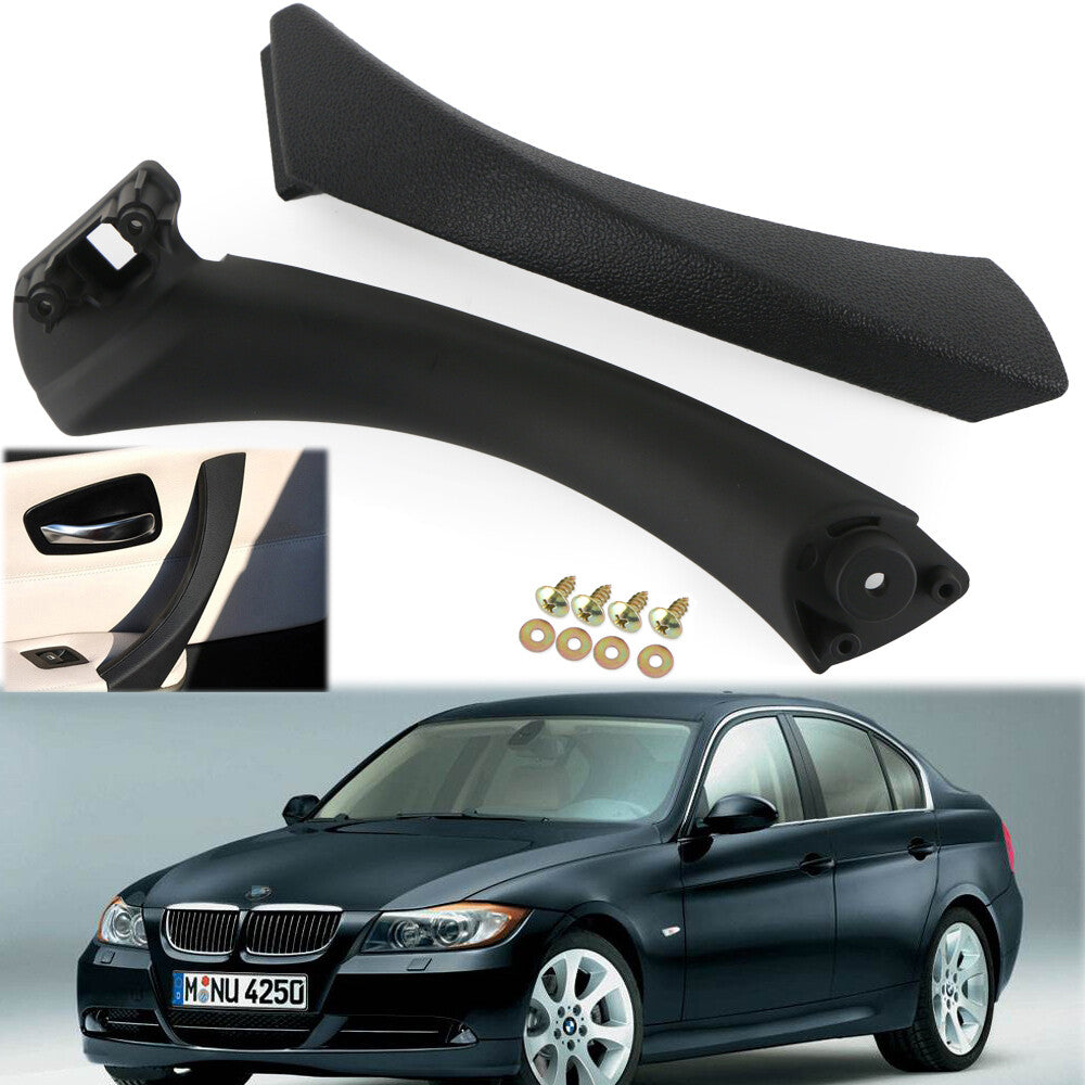 The black inner door handle and outer door panel cover on the left side are suitable for BMW E90 328i.