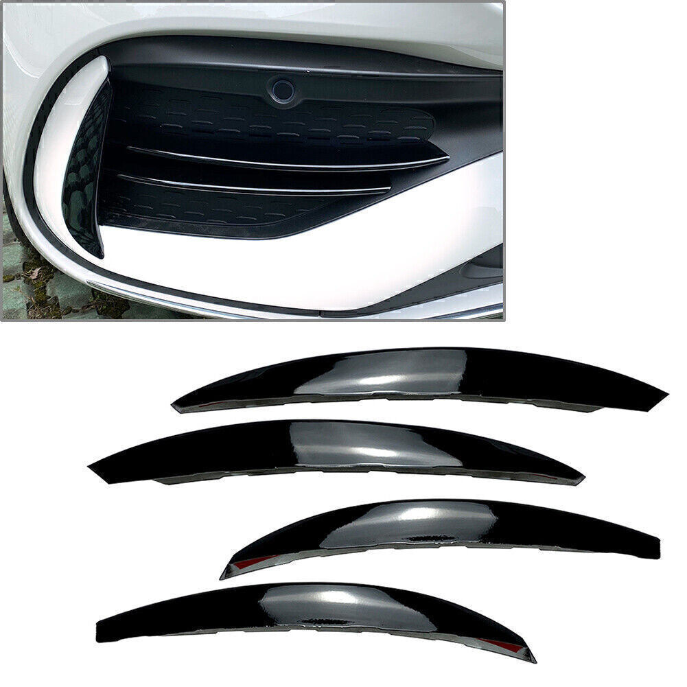 FIT for Benz C-Class W206 Front Bumper Splitter Fins Body Spoiler Canards Glossy Blk