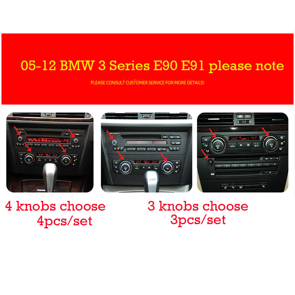 for BMW 3 Series E90/92 07-12 Alloy Silver Air Condition Switch Knob Ring Trim¡Á4