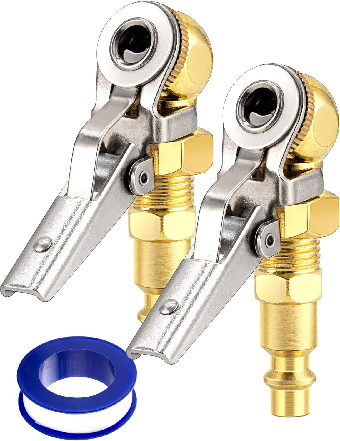 2 x 1/4 inch Women's NPT Enclosed Ball Tire Clips and Clamp Locking Air Clip Tire Inflators