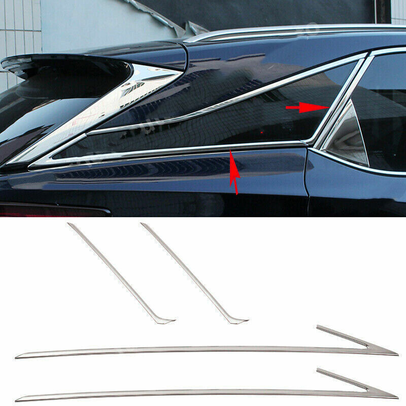 for Lexus RX350 450H 2016-21 Chrome Steel Rear Window Sill Cover Strip trim Set