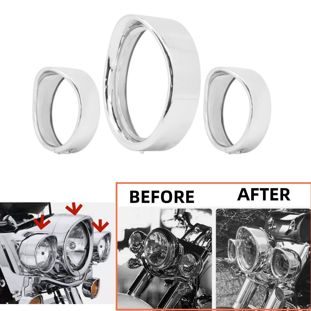 7-inch headlight trim ring, 4.5-inch fog light visor trim ring suitable for Harley chrome-plated n