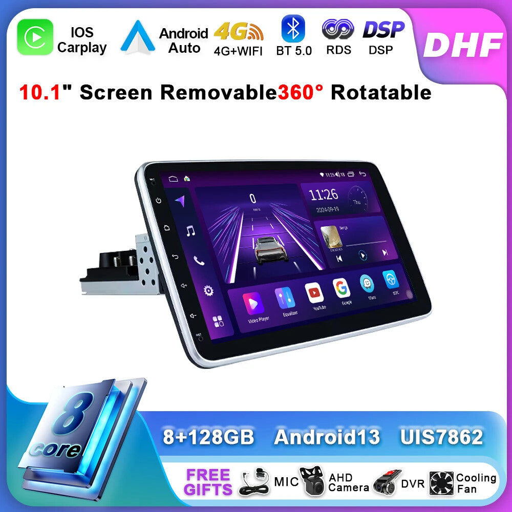 Universal 360¡ã Rotatable Screen Car Radio Android Auto Multimedia Video Player