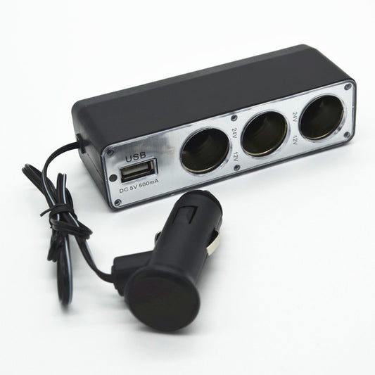 Car 3 Socket 1 USB Power Supply Cigarette Lighter Splitter Plug Charger Adapter