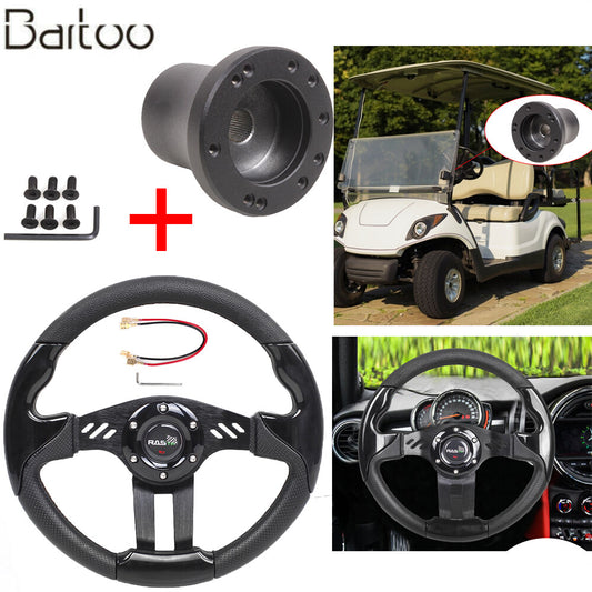 13â€?Black for Golf Cart Steering Wheel Accessories+Adapter for EZGO TXT RXV Q