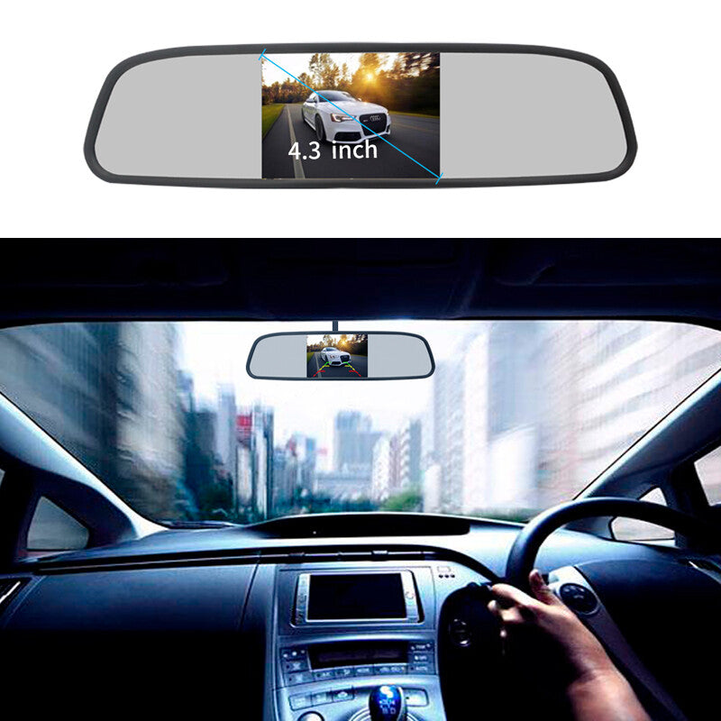 4.3-inch backup camera mirror car rearview infrared night vision parking system kit - n