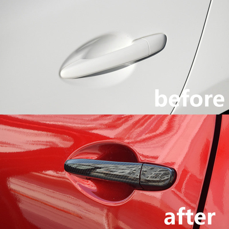 8P Carbon Fiber Style Exterior Door Handle Cover Trim Fit for Mazda 3 CX-3 16-21