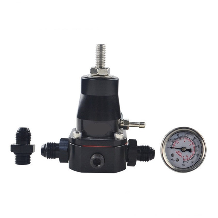 1Set Universal Fuel Pressure Regulator + Gauge + AN6 Fitting 30-70 PSI Black Q