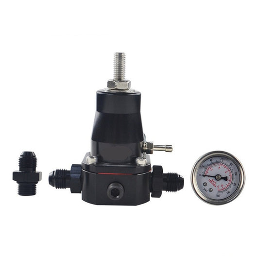 1Set Universal Fuel Pressure Regulator + Gauge + AN6 Fitting 30-70 PSI Black Q