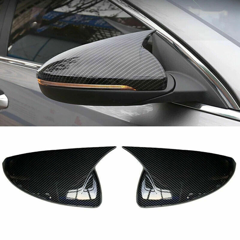 Carbon Fiber Style Horn Rear View Side Mirror Cover Trim for Kia K3 Forte 19-21
