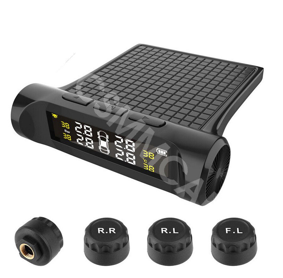 Car TPMS Tire Pressure Temp Monitor System LCD Digital Display 4 External Sensor