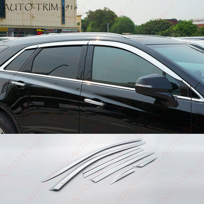 Chrome Window Vent Shades Sun Rain Guard Door Visors for Cadillac XT5 2019-2023