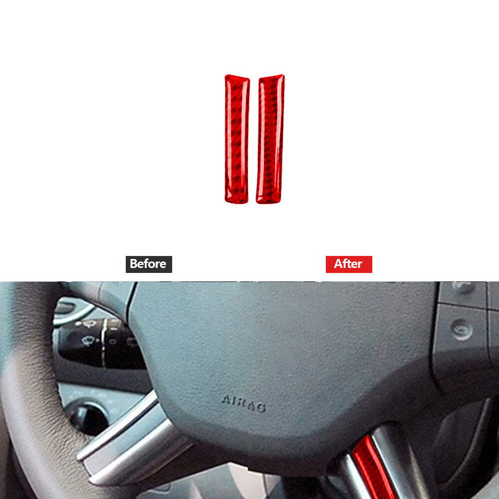 Red carbon fiber steering wheel trim for Mercedes-Benz M-Class 2006-2011 type B