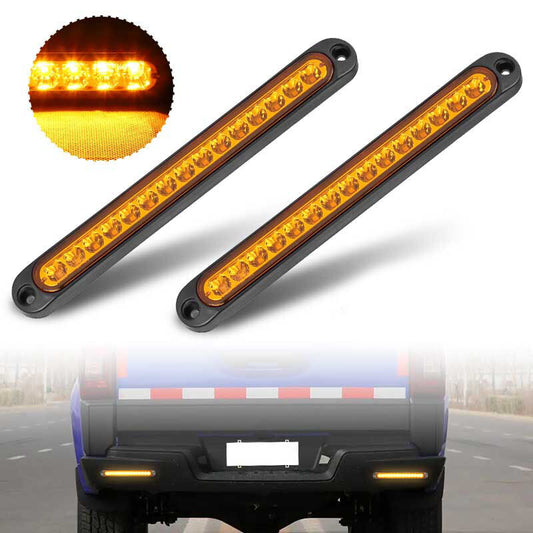 2x Sealed Amber 15-LED Turn Signal Light Bar Truck Trailer Marker Tail Light