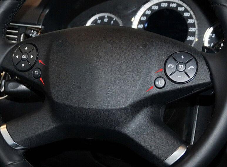 for Benz E-Class W212 2010-2013 Silver Aluminum Steering Wheel Switch Cover Trim