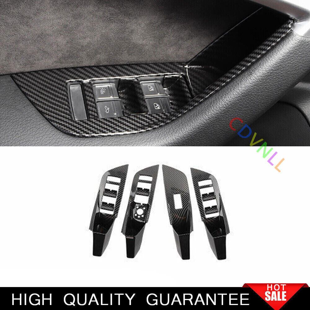 Fit for Audi A6 A7 2019-2024 Carbon Fiber Window Lift Panel Switch Cover Trim 4P